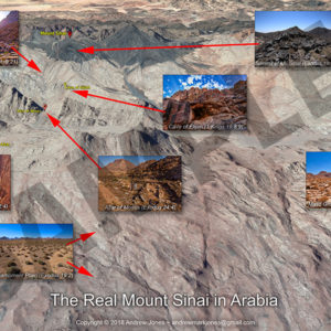 Satellite map overview of sites around Mount Sinai in Arabia.