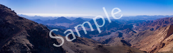 Panorama looking west over Midian from Jabal Maqla (Mount Sinai) north valley end