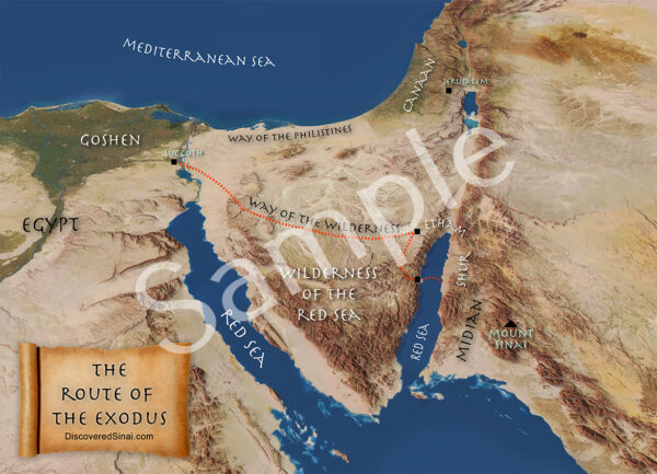 New Ron Wyatt exodus route map from Egypt to Nuweiba Red Sea crossing to Mount Sinai in Arabia at Jabal al-Lawz poster!