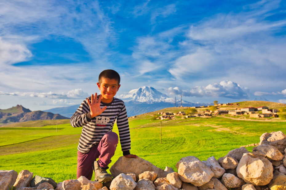 Local village boy in Uzengili, Turkey near Noah's ark.