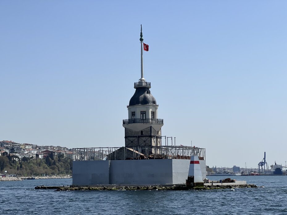 Maiden's Tower in the middle of the Bosporus Strait.
